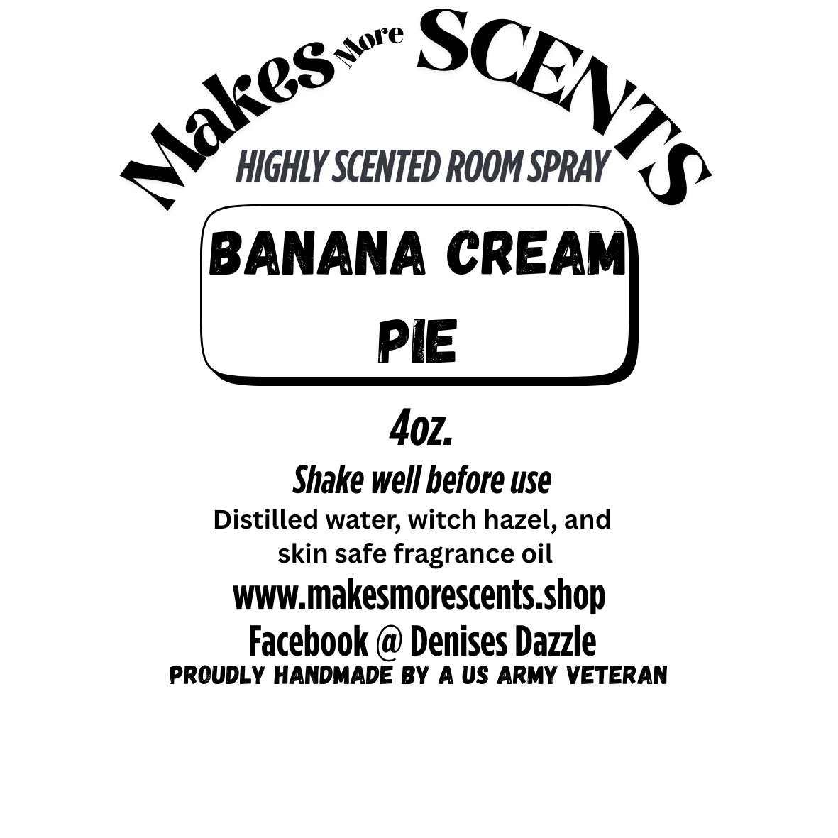 Banana Cream Pie Highly Scented Room Spray - 4oz