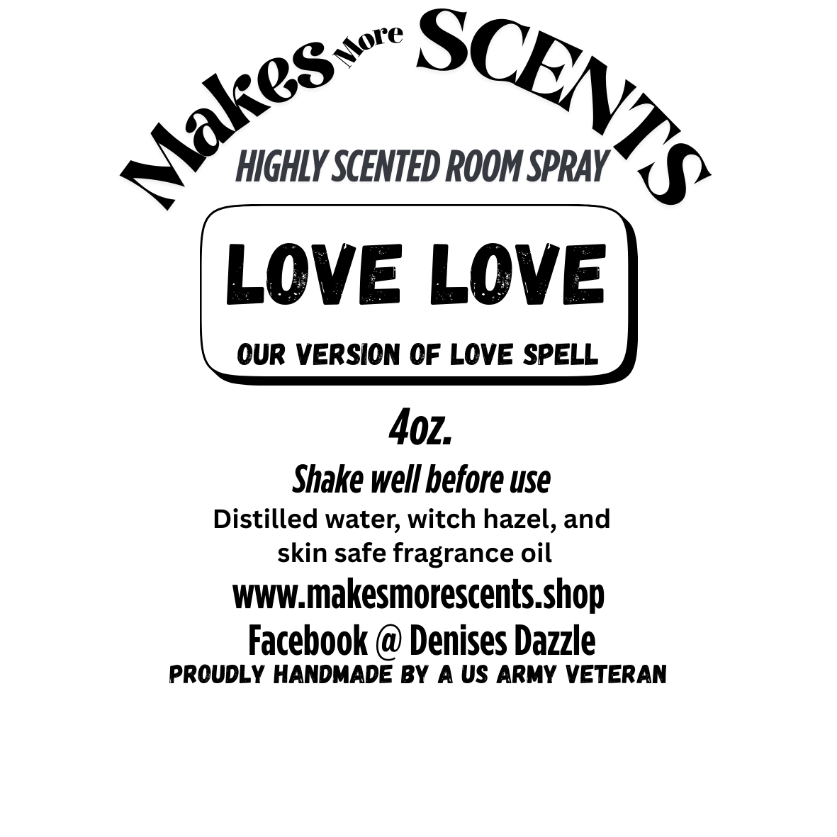 Love Love Highly Scented Room Spray - 4oz