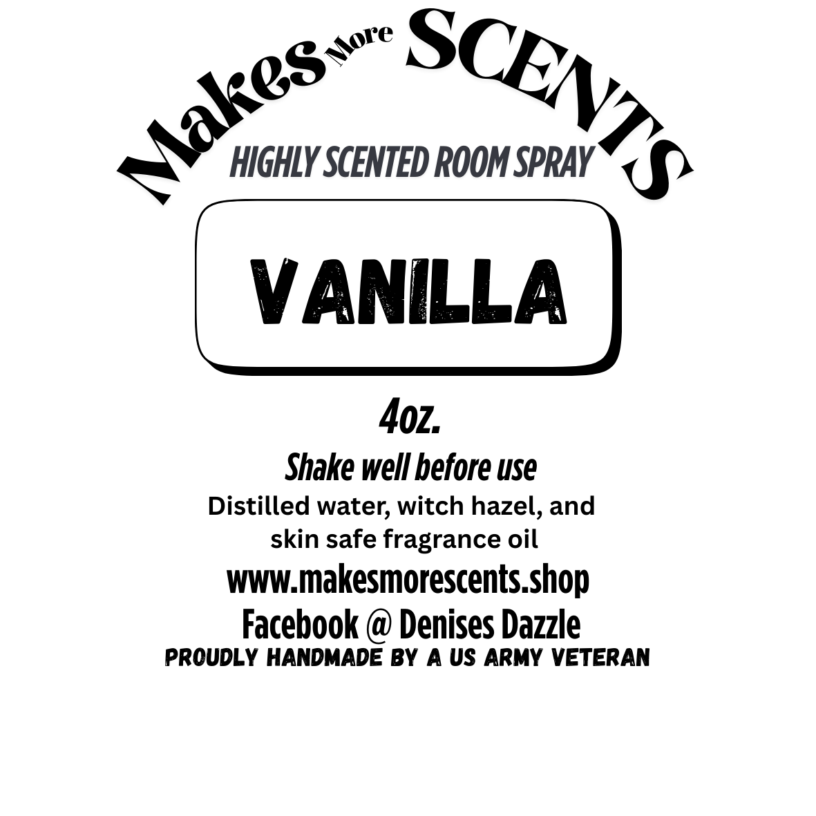 Vanilla Highly Scented Room Spray - 4oz